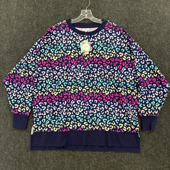 Cabana by Crown & Ivy Sweater Womens XL Animal Stripe Crewneck Multicolor Belk - Picture 1 of 7